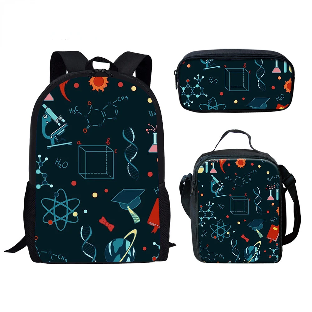 Classic Popular Funny Scientist experiment 3D Print 3pcs/Set pupil School Bags Laptop Daypack Backpack Lunch bag Pencil Case