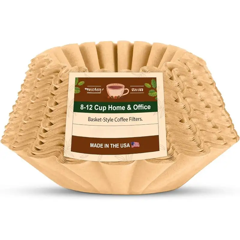 8-12 Cup Natural Unbleached Biodegradable Coffee Filters (250ct) – Extra Large Size Basket Coffee Filters 8-12 cup