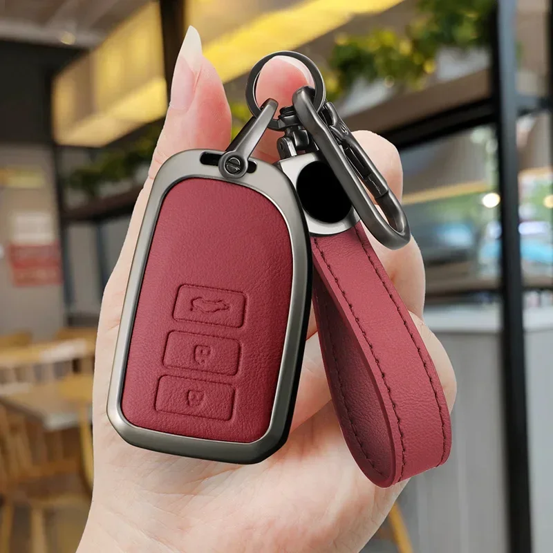 

Leather Car Key Cover For Toyota Corolla Rav4 Camry 70 CHR Prado 150 Highlander Key Case Holder Accessories Fob 3 Buttons