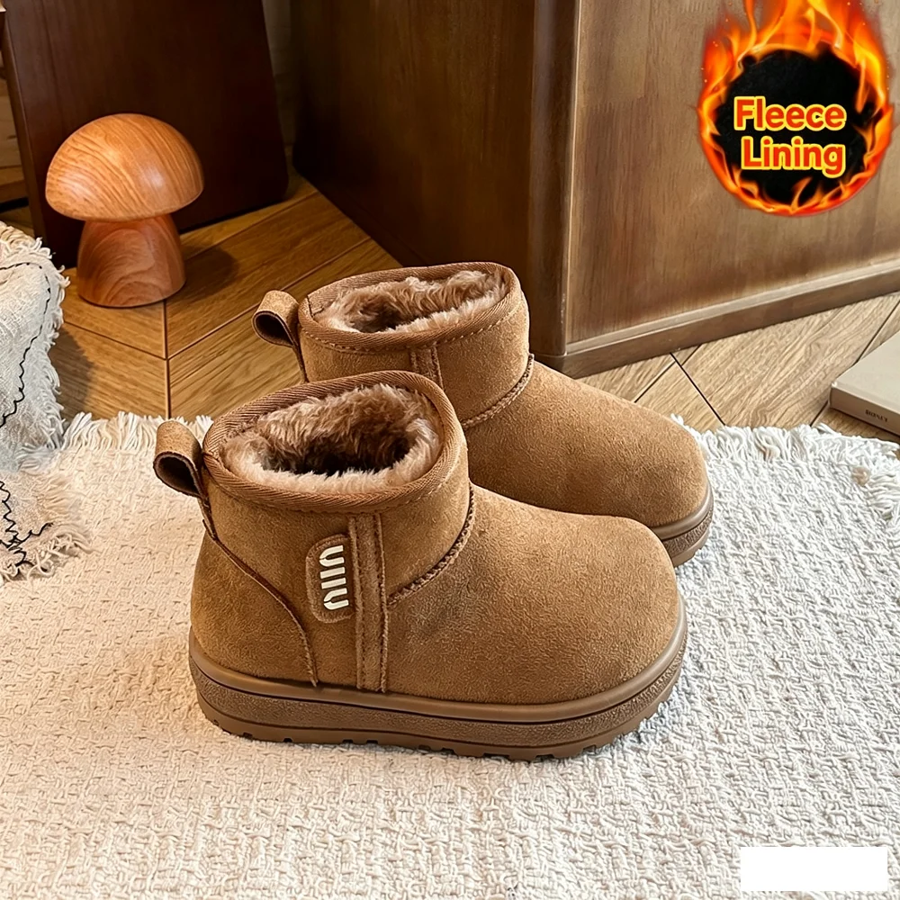 Toddler Kids Winter Snow Boots, Fleece Lined Warm Non-slip Ankle Boots for Boys Girls, Casual Outdoor Cold Weather Shoes