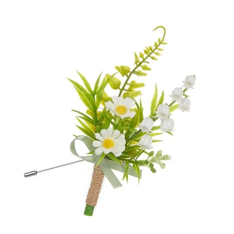 결혼 기념일을위한 인공 꽃 잎을 가진 31bb 스타일리시 남성 boutonniere
