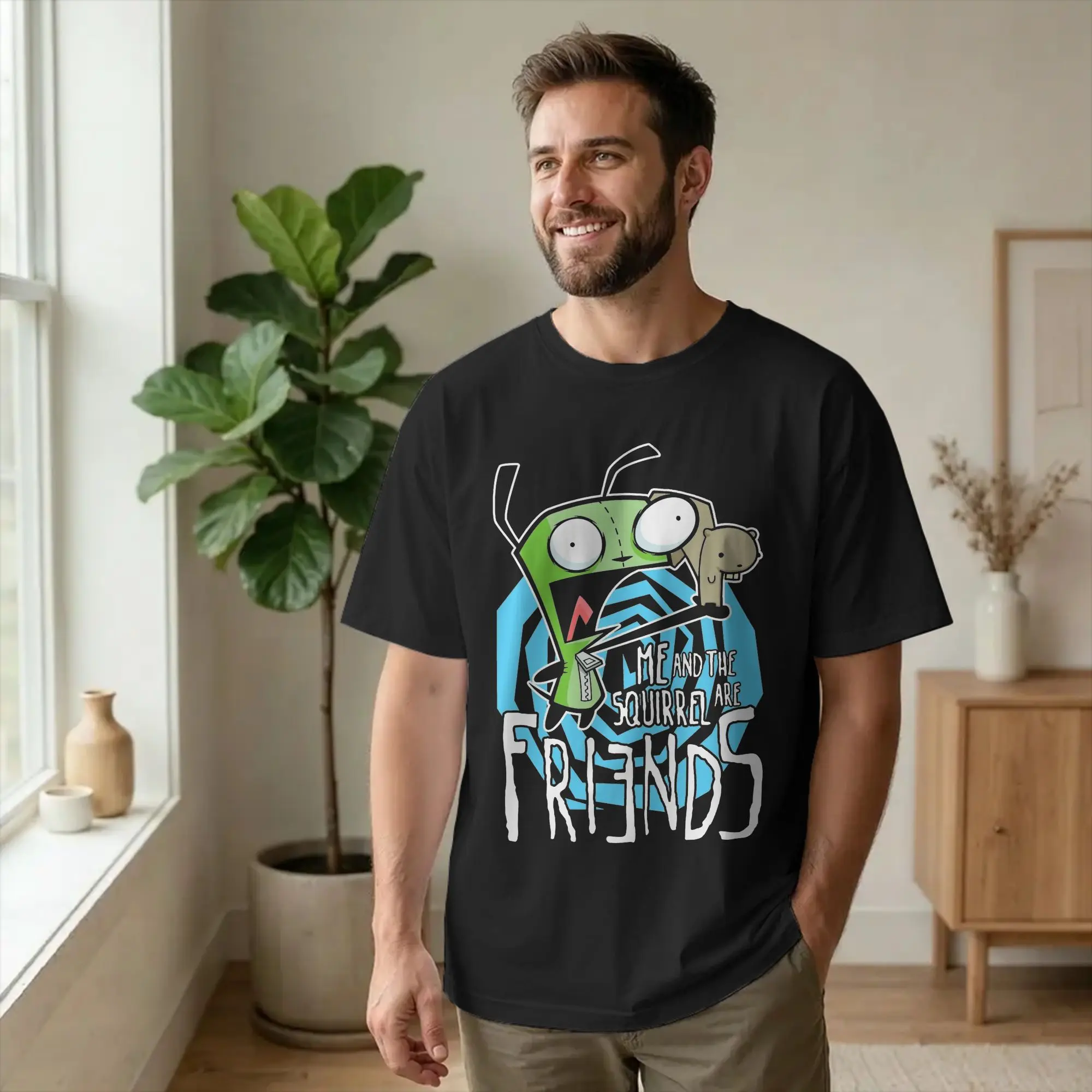 Invaders Zims Men Women's T Shirts GIR Vintage Tees Short Sleeve Crewneck T-Shirt Pure Cotton Original Clothing