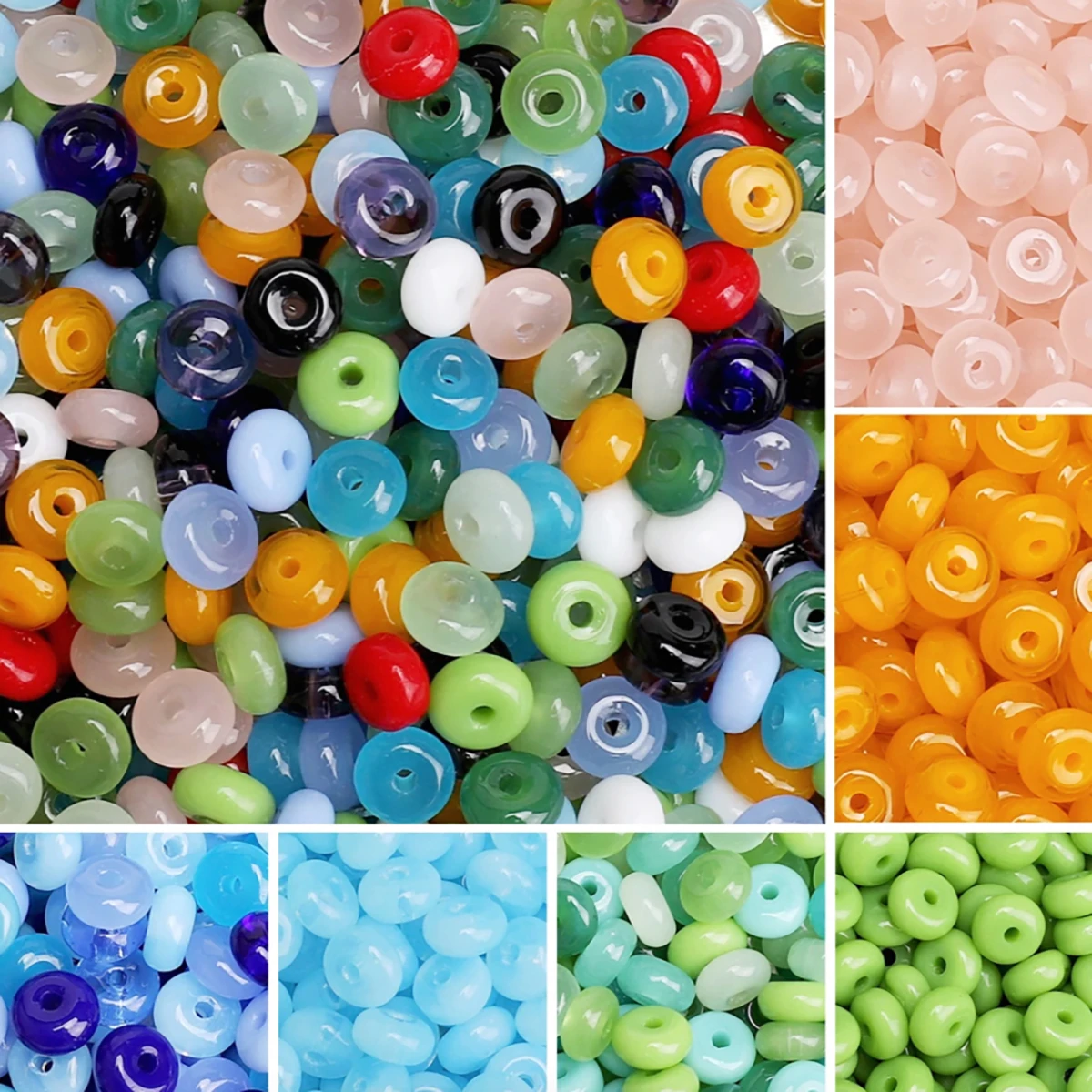 50-55pcs 6x3mm Multicolor Glass Seed Beads Round Loose Wheel Spacer Beads for Jewelry Making Diy Bracelets Earrings Accessories