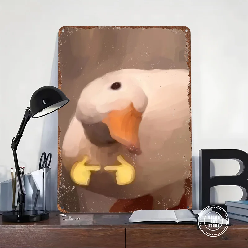 Duck Meme Art Tinplate Poster Customized Wall Art Vintage Metal Signs Retro Tin Plaque for Decoration Home Decor Accessories