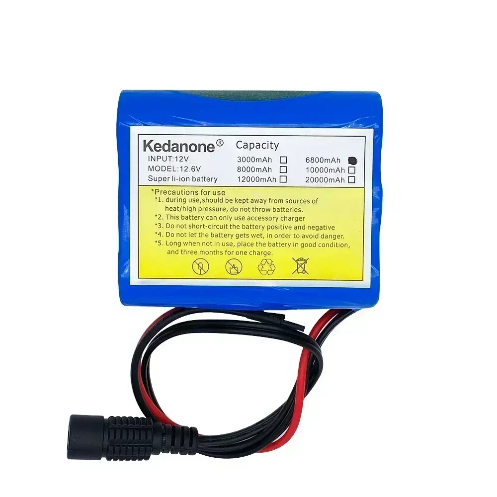 Batterie au lithium-ion aste avec BMS, carte de protection, chargeur 6800 V, 12V, 18650 mAh, 6.8 Ah, 12.6