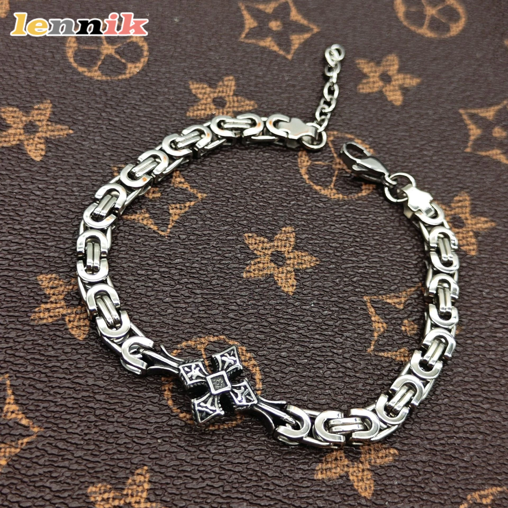 LENNIK Edelstahlarmband für Herren, farbecht, minimalistisch und Retro, Hip-Hop-Vibe, vielseitiges trendiges Accessoire, stilvoller Schmuck
