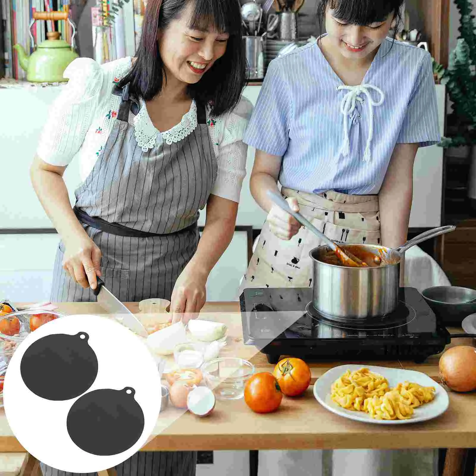 

2 Pcs Induction Cooker Silicone Mat Kitchen Supplies Protective Pad Wear-resistant Heat-resistant Countertop Oil-proof