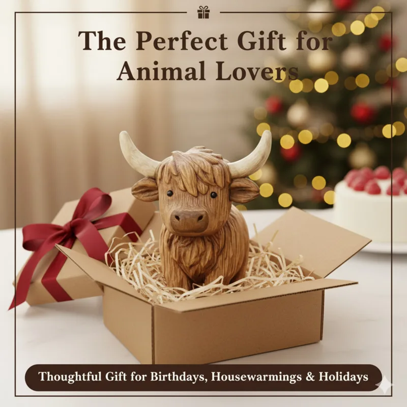 

Ox Resin Figurine DIY Home Decoration Cow Statue Handcrafted Style Highland Unique Gift For Farmhouse Tabletop Decor Gift New