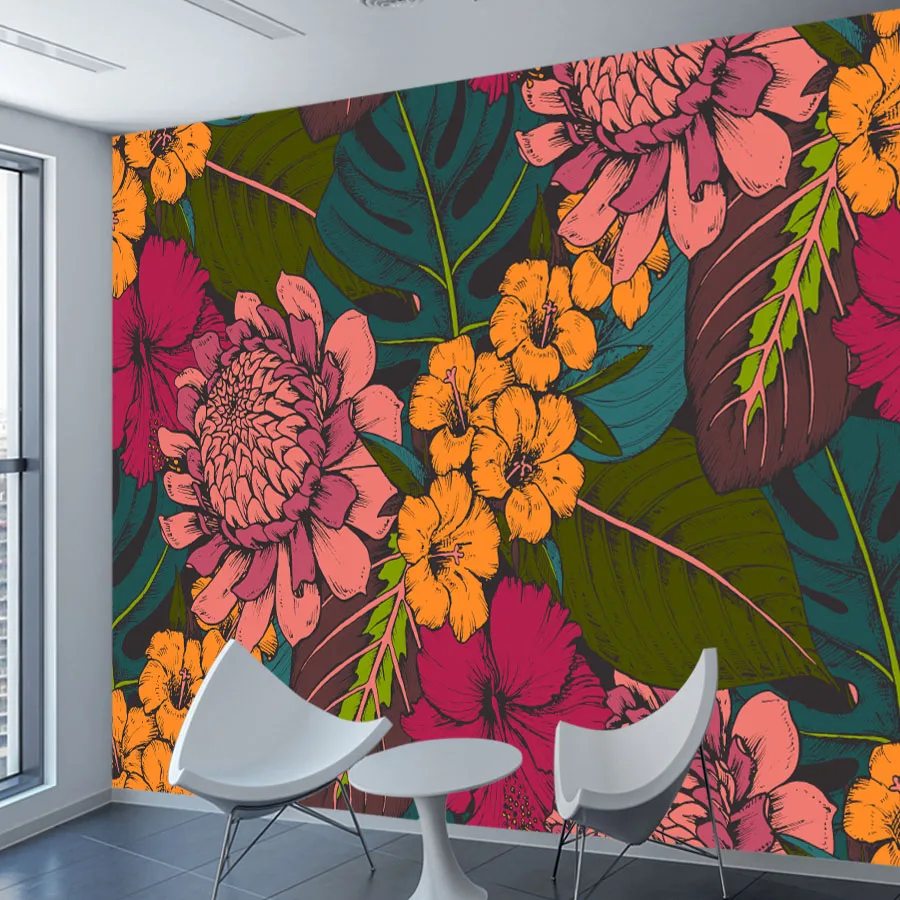 15+ Waterproof Botanical Nature Sun Flowers Wall Art Papers Home Decor Peel n Stick Wallpaper for Living Room Decoration Murals