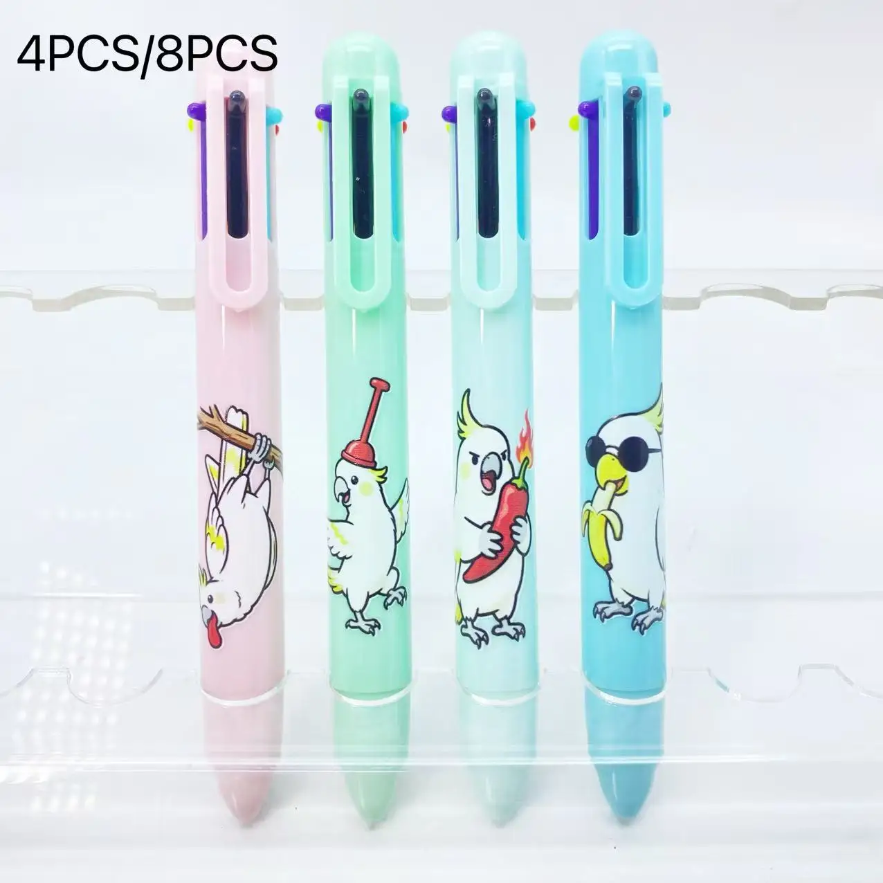 4PCS/8PCS Mehrfarbige Kugelschreiber Set Sonnenblumen Papagei Verschiedene Farben Student Schreiben Stifte Sechs Farben in einem Marker Stift