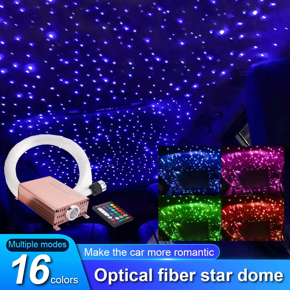 16W Car LED Starry Sky Fiber Optic 16colors 12V RGBW RGB Romatic DIY Roof Star Light Interior Decoration Light Car Ambient Light