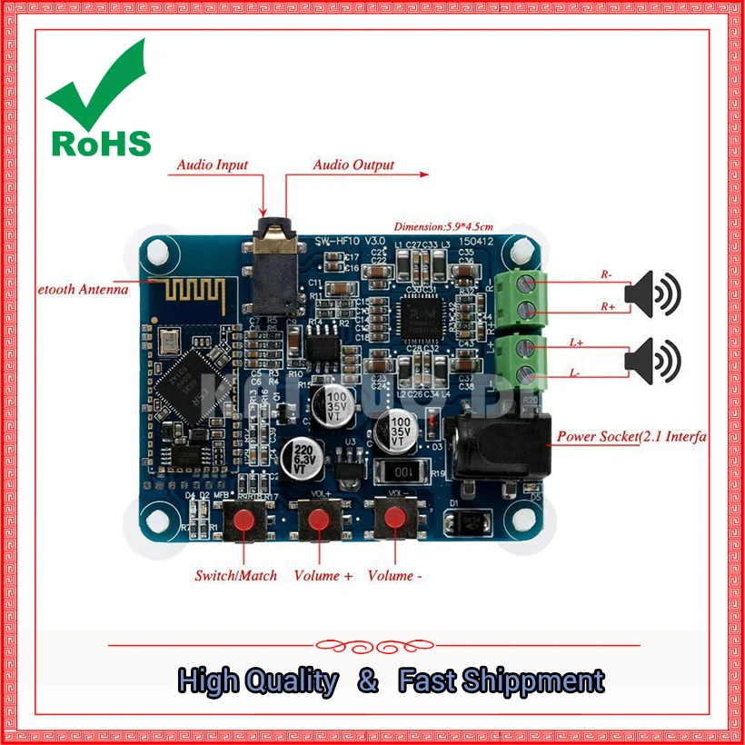 New Bluetooth-compatible Speaker New Board Bluetooth-compatible Digital Amplifier Wireless Receiver Amplifier Module Board