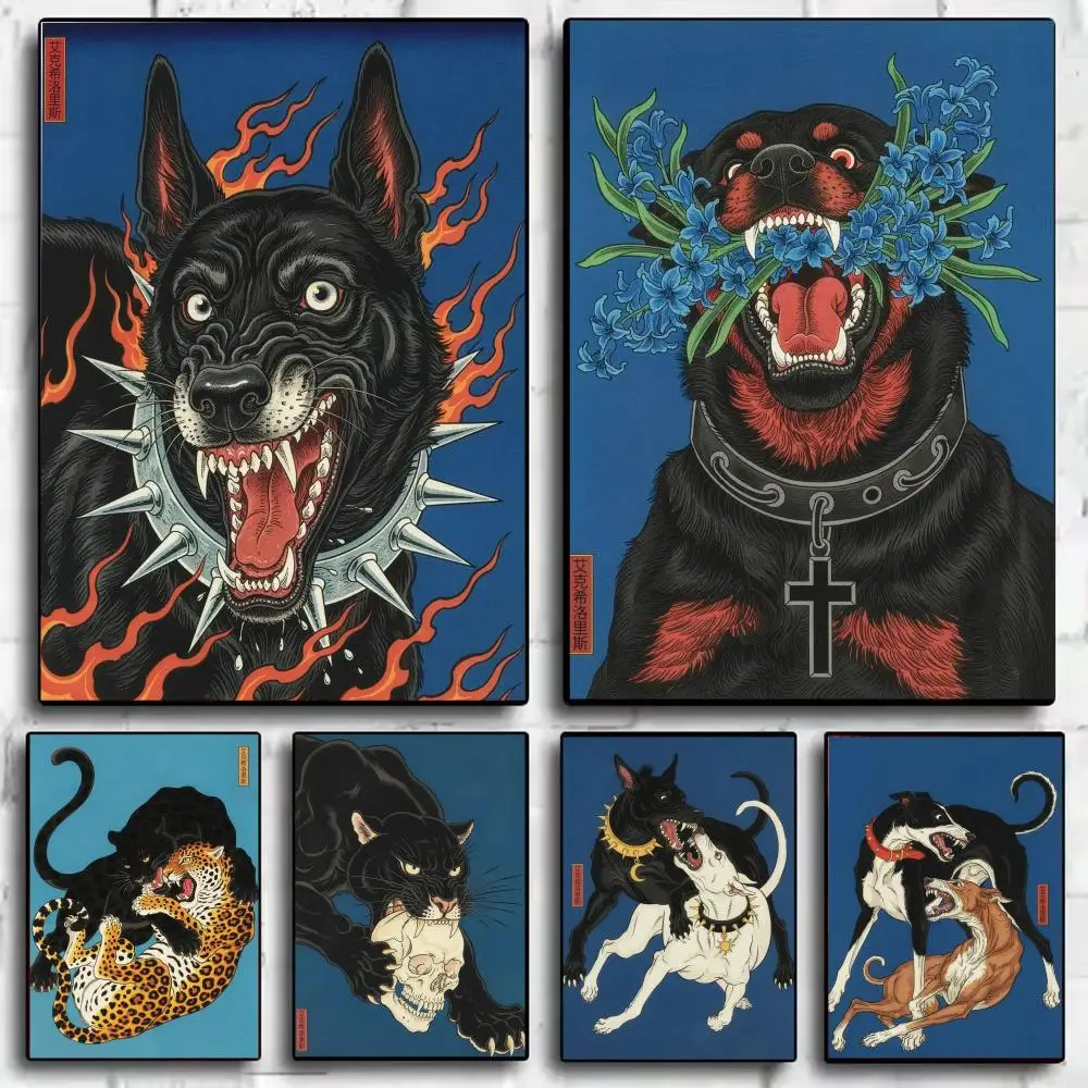 Japandi style Dog Exsiloris Poster Aesthetic Wall Art Canvas Room Decoration Items Bedroom Decor