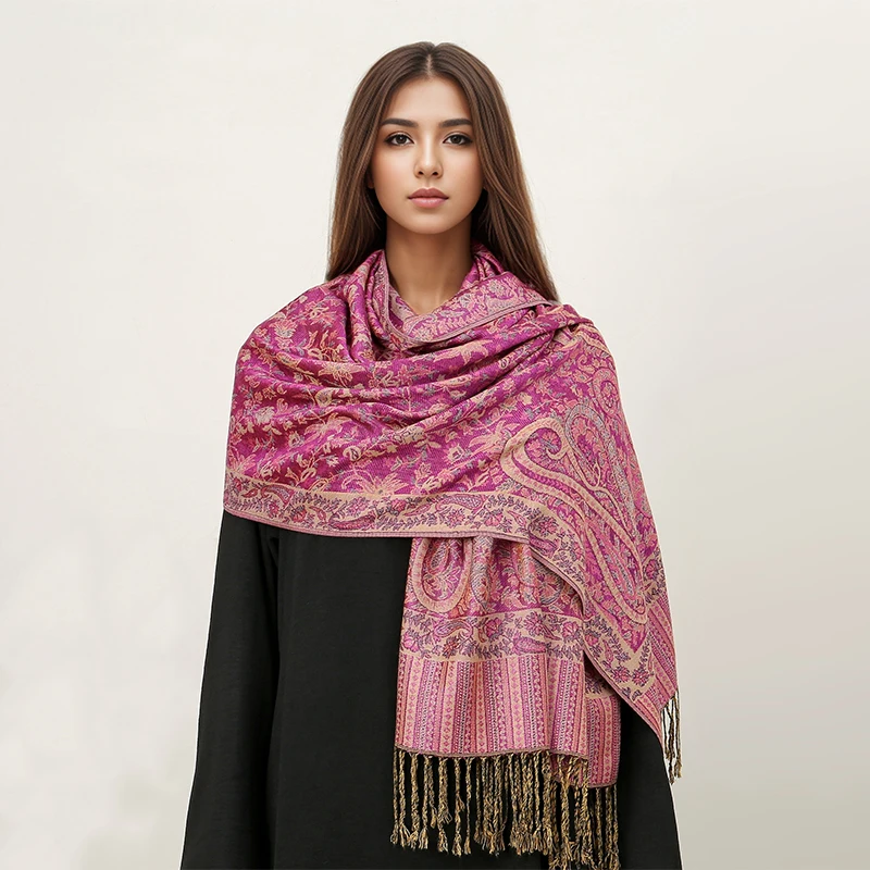 NEW Winter Women Bufanda Jacquard Scarf  Printed coquette fashion Silky Long Shawl Ethnic Fringed Travel Scarves