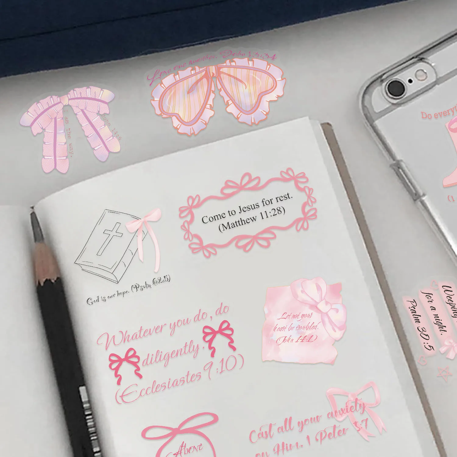 50/100PCS Transparente PET Rosa Fliege Aufkleber Gemalt DIY Telefon Dekorative Notebook Schreibwaren Aufkleber