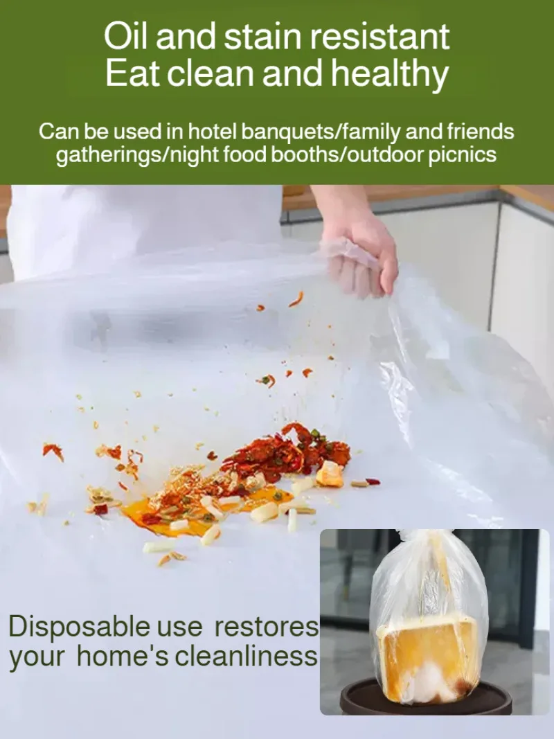 

Thickened Disposable Table Cover with Elastic Edge Waterproof Oilproof Portable Tablecloth for Picnic Party Home Kitchen Use