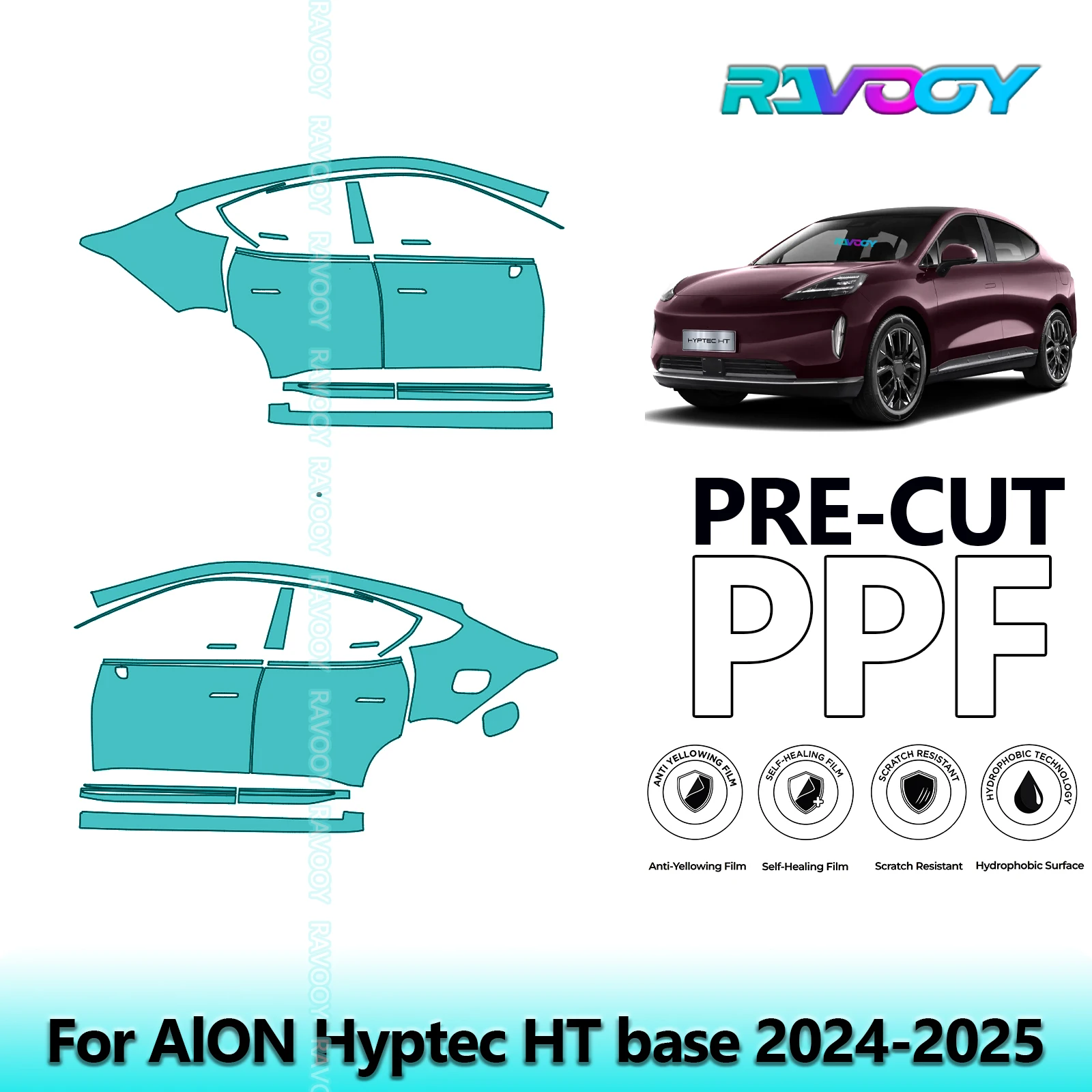

For AlON Hyptec HT base 2024-2025 8.5mil Clear Matte Pre-Cut PPF Door & A/B Pillar Kit TPU Paint Protection Film Set