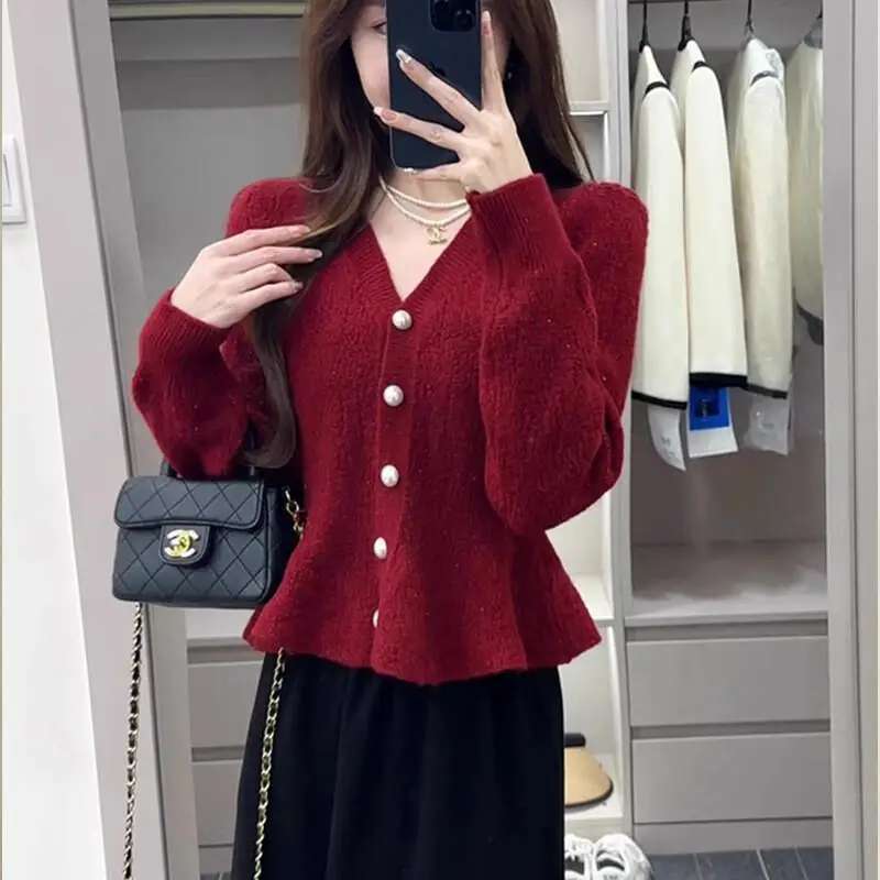 

Cardigan Sweater Coat korean popular women's clothes Knitwear Woman clothes winter 2025 Short Loose Thick cozy tops