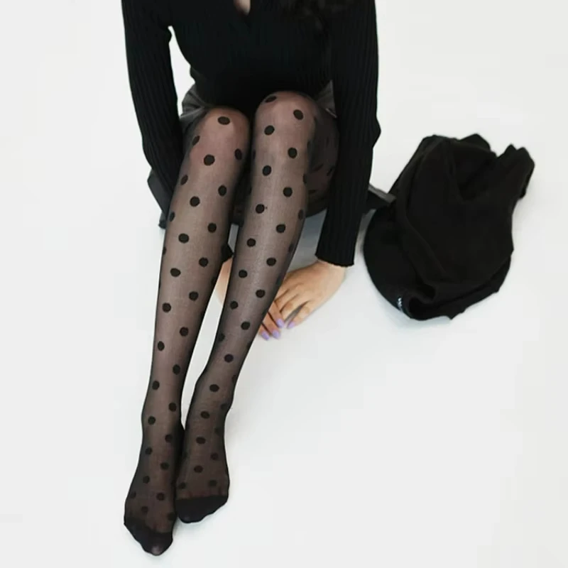 Polka Dot Pantyhose Women Tights Lingerie Ultra-thin Thigh High Stocking Pantyhose Women Female Hosiery Body Stocking 2 Pair