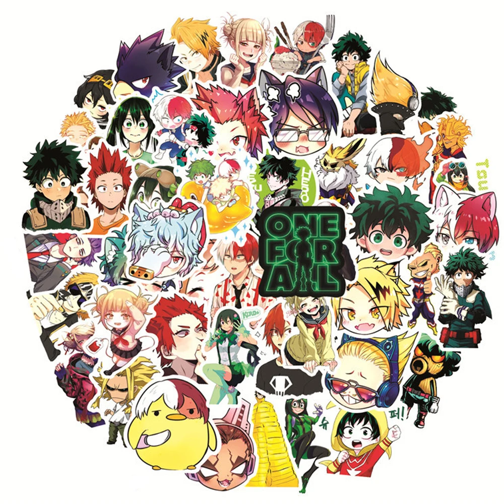 10/30/50pcs Cool Deku My Hero Academia Anime Stickers Kawaii Girls Uraraka Sticker Stationery Laptop Skateboard Luggage Decals