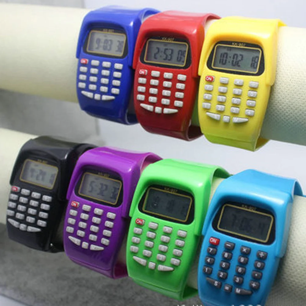 

2pcs Kids Calculator Watch Silicone Electronic Wristband for Children Math Learning Tool Birthday Gift Office Supplies