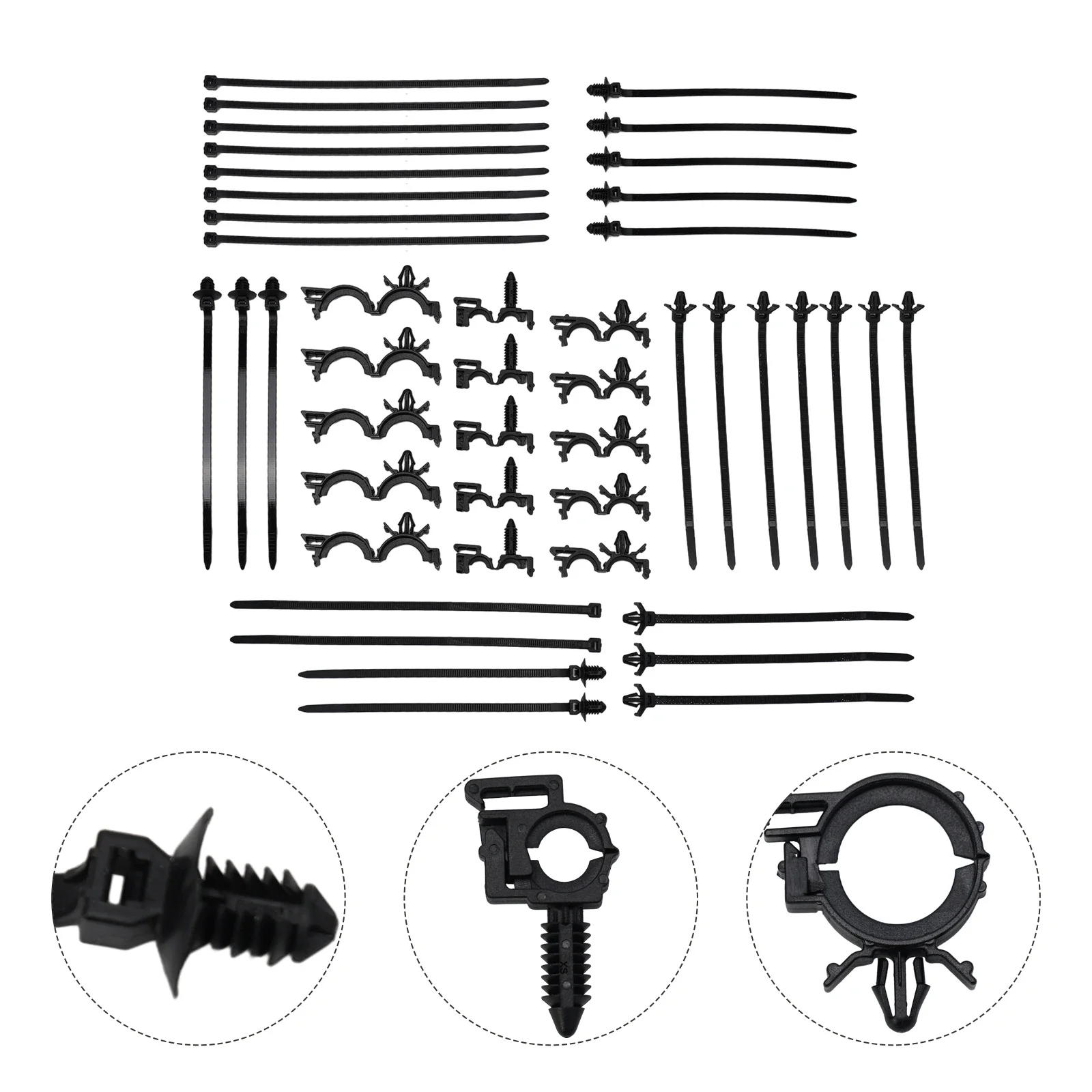 45Pcs Plastic Vehicle Motocycle Cable Push Mount Cable Zip Tie With Car Wire Routing Clips Universal Auto Fasteners