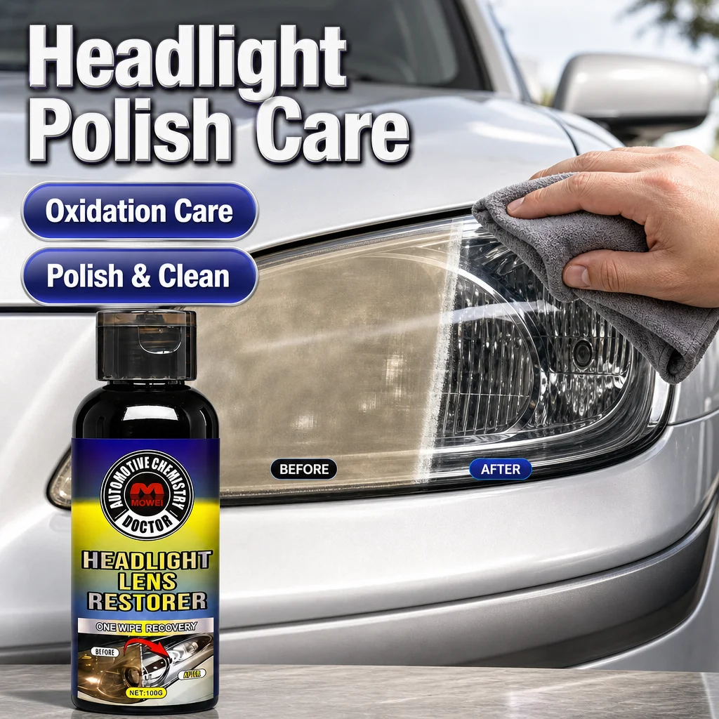 Car Headlight Restoration Cream – Removes Oxidation & Yellowing, UV Resistant, Polishing Agent for Clear Lens