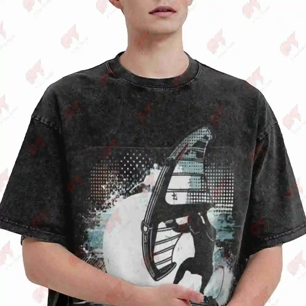 Wingurf Wing Foil Wingsurfenurf Vintage Washed Tee Pure Cotton T-Shirt