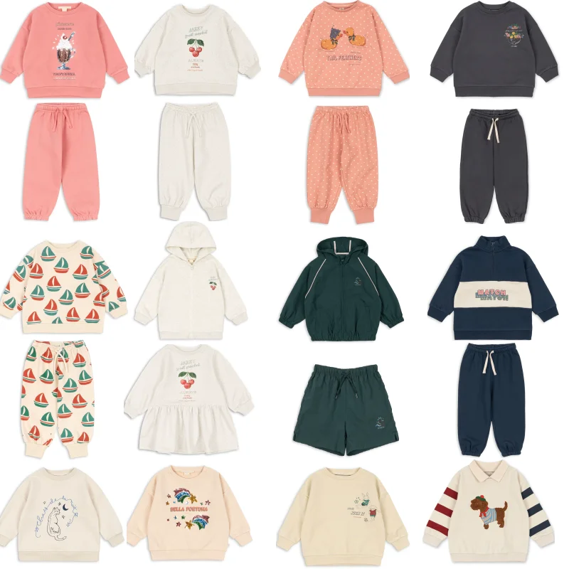 

Kids' Sportswear Set 2026 Spring New Arrival Pink Ice Cream Girl Hoodie & Pants Cotton Fashion Cartoon Boy Jacket Cherry Dress