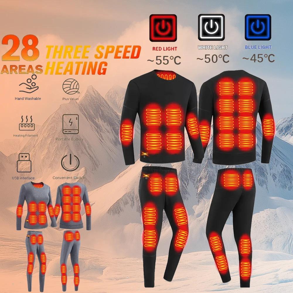 

Winter 28 Areas Heated Underwear Winter Thermal Underwear Women Men Heating Jacket Winter Sport Accessories Heating Jacket Cloth