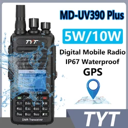 TYT MD-UV390 Plus Walkie Talkie 5W/10W GPS DMR Digital AES256 Encryption Optional IP67 Waterproof VHF UHF 3000 LCD MDUV390 Radio