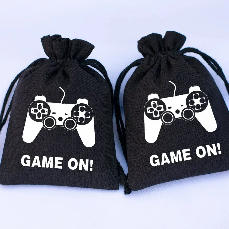 5pcs Game ON thank you gift Bag Kid boy girl family friend gamer Level Up Video Gaming Themed Birthday Party Decoration Supplies