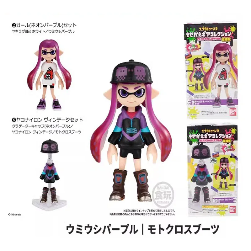 BANDAI Splatoon Action Figure Dress Up Doll Series2 Purple Hair Girl Anime Model Collection Desktop Accessories Girls Toys Gifts