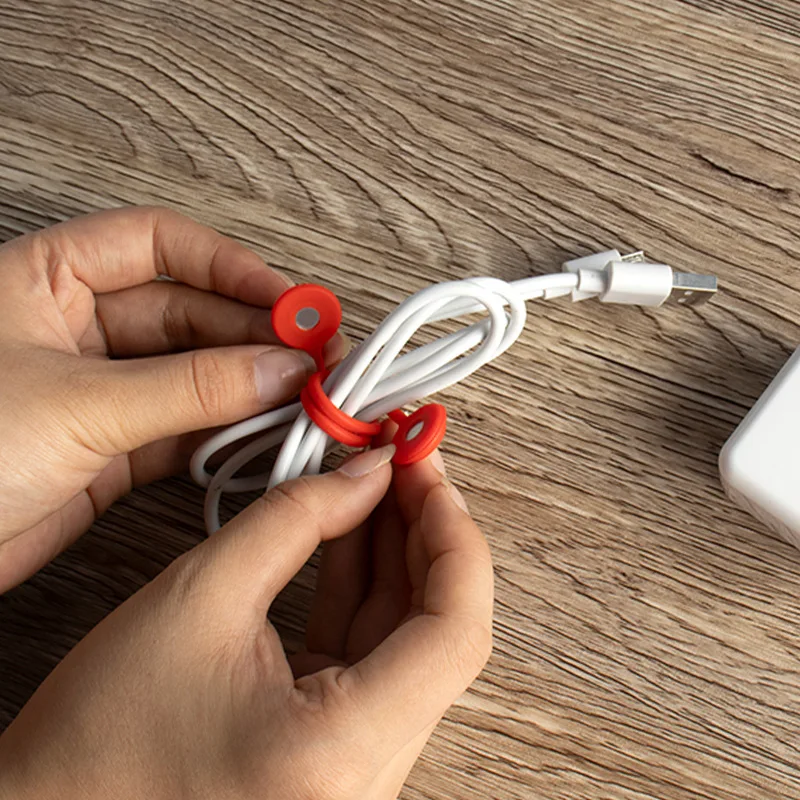 5/1PCS Silicone Magnetic Cable Tie Reusable Wire Organizer Clips For Bundling Securing Headphone Holder Data Cables Winder