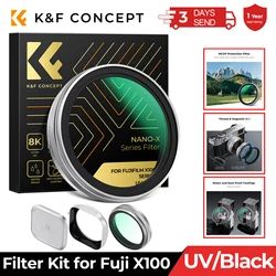 K&F CONCEPT MCUV Black Mist 1/4 Filter Kit with Metal Square Lens Hood and Magnetic Len Cap for Fujifilm X100 Camera X100S X100F