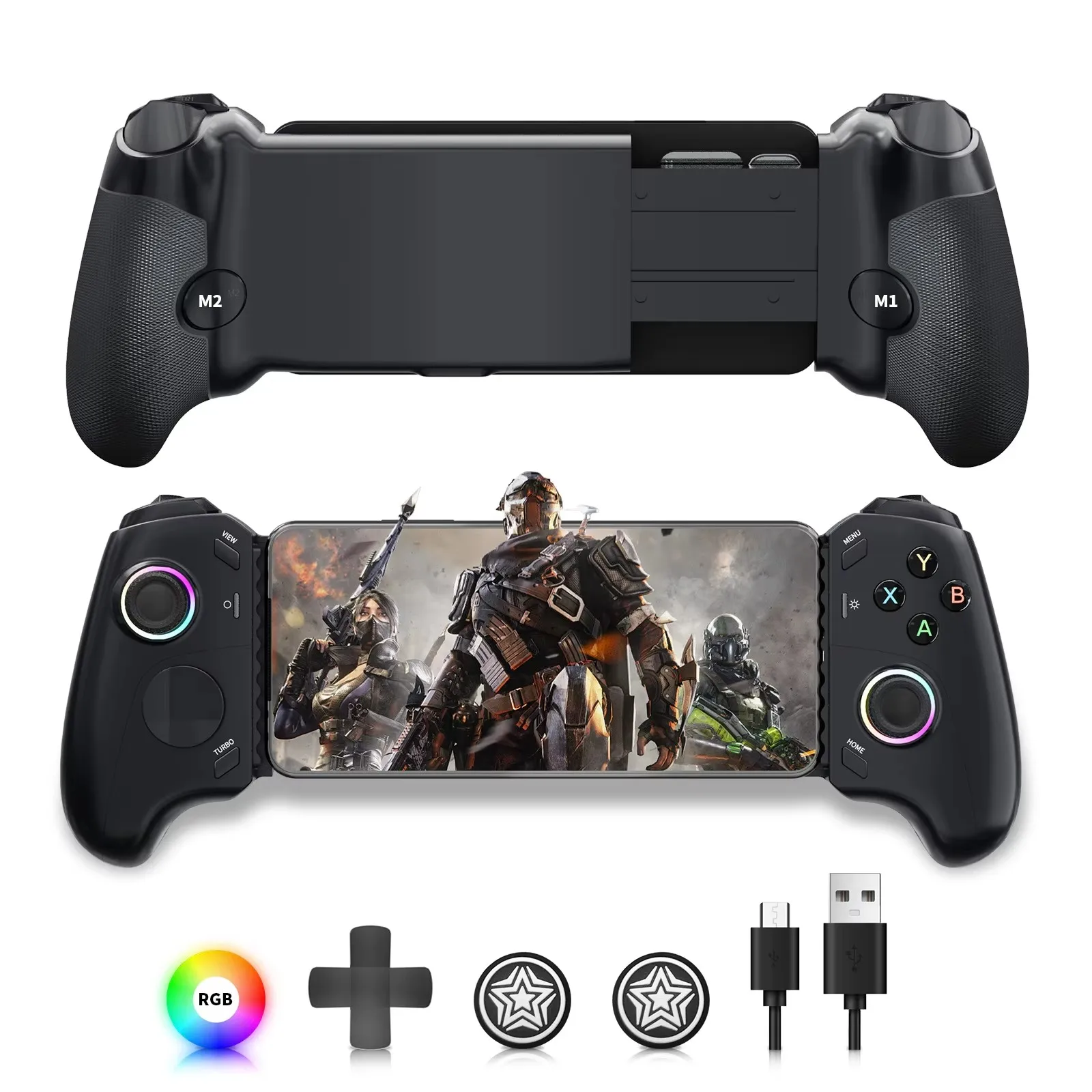 

AceGamer Mobile Gaming Controller Type-C for iPhone 15 Series/Android, Plug & Play Stretching Gamepad with Hall Effect Joysticks