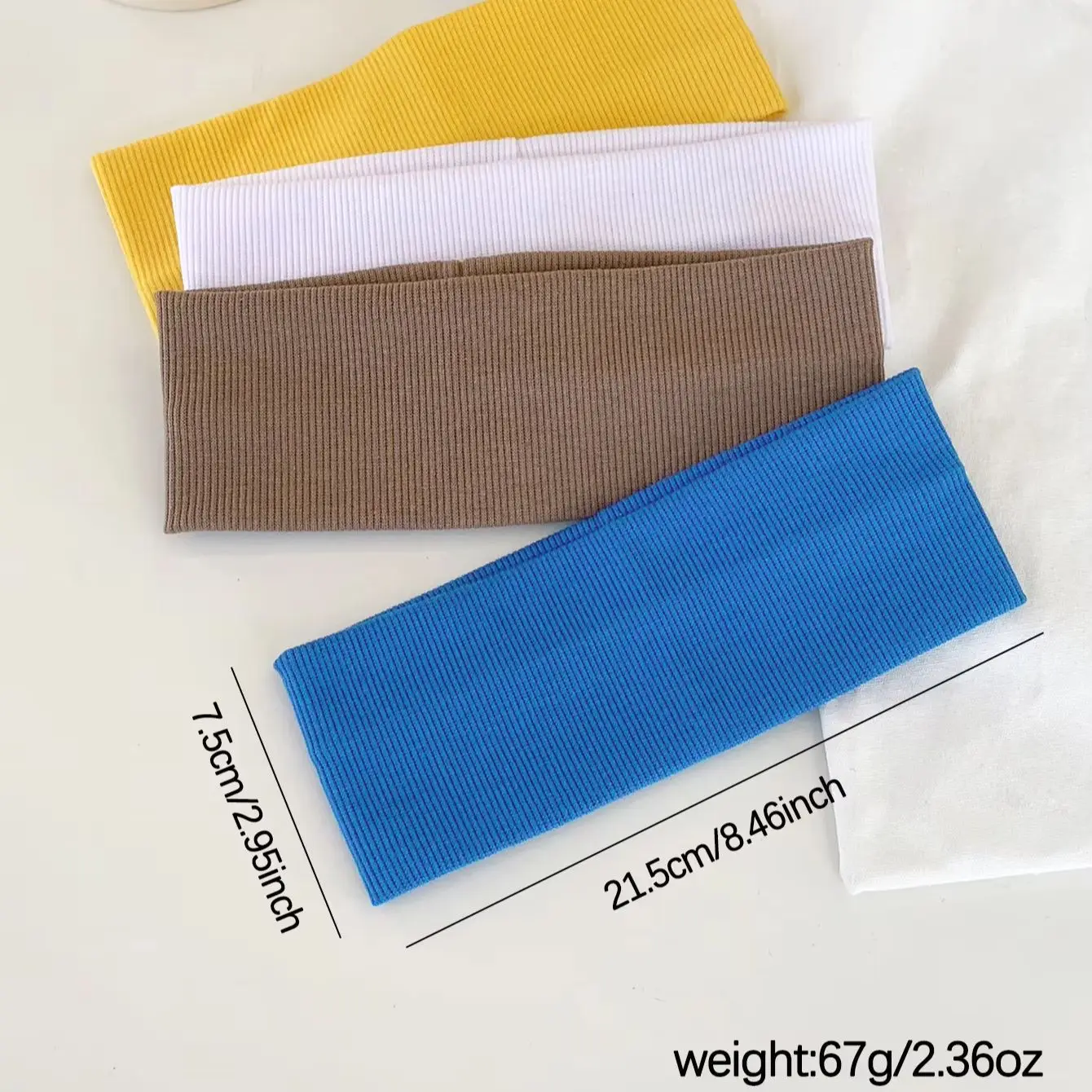 4pcs Spring and Summer Fresh Striped Knitted Basic Solid Color Elastic Hairband Daily Yoga Sports Hair Tie Ins Headband
