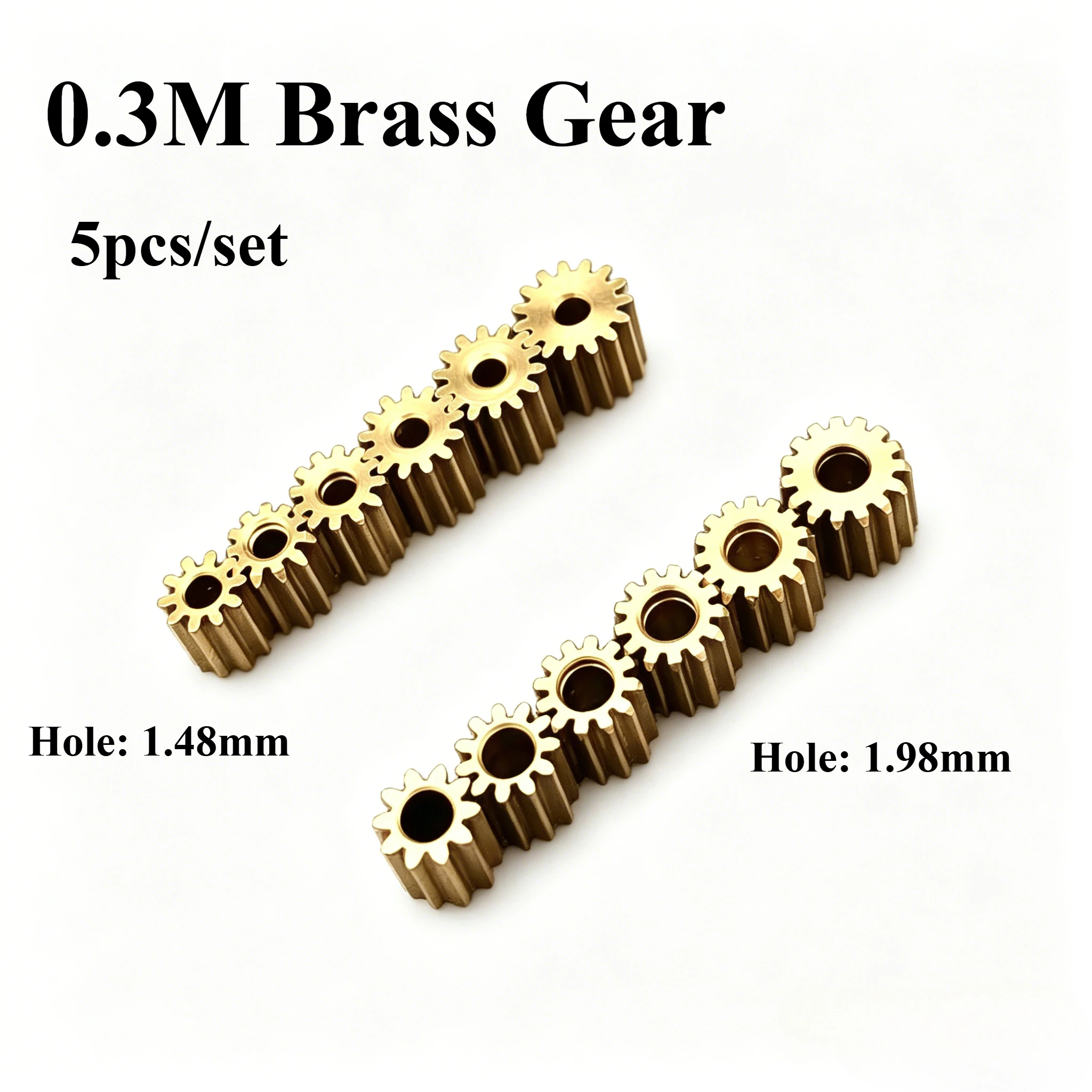 5pcs/lot 0.3m Brass Gear 10/11/12/13/15 Teeth Height 4mm Mini Spur Pinion Mechanical Bore Hole Aperture 2mm 1.98mm 1.5mm 1.48mm