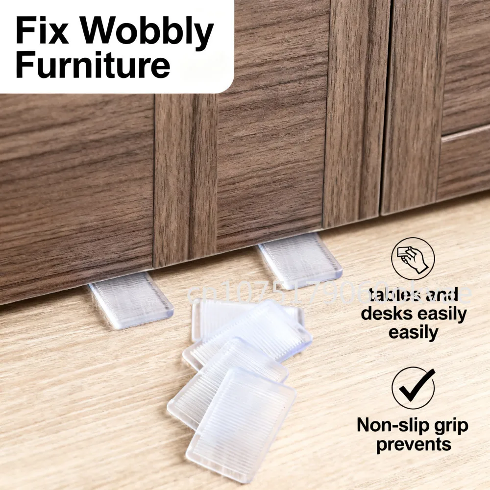 4pcs Furniture Leveling Shims Transparent Soft Rubber Wedges Non-Slip Table Cabinet Leg Pad Floor Protector Furniture Stabilizer
