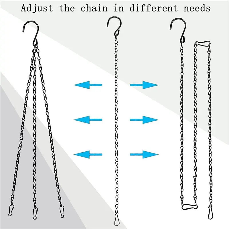 A96K-20PCS 19.7 Inch Plant Hooks For Hanging Baskets,Black Hanging Chains With S Hook And Clip For Planter, Bird Feeders