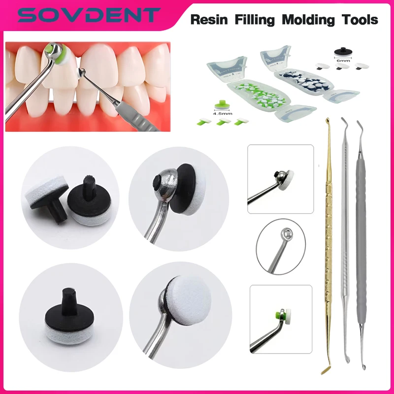 Dental Composite Resin Filling Kit, Composite Light-Curing Resin Filling Spatula, Foam Pads, Teeth Whitening