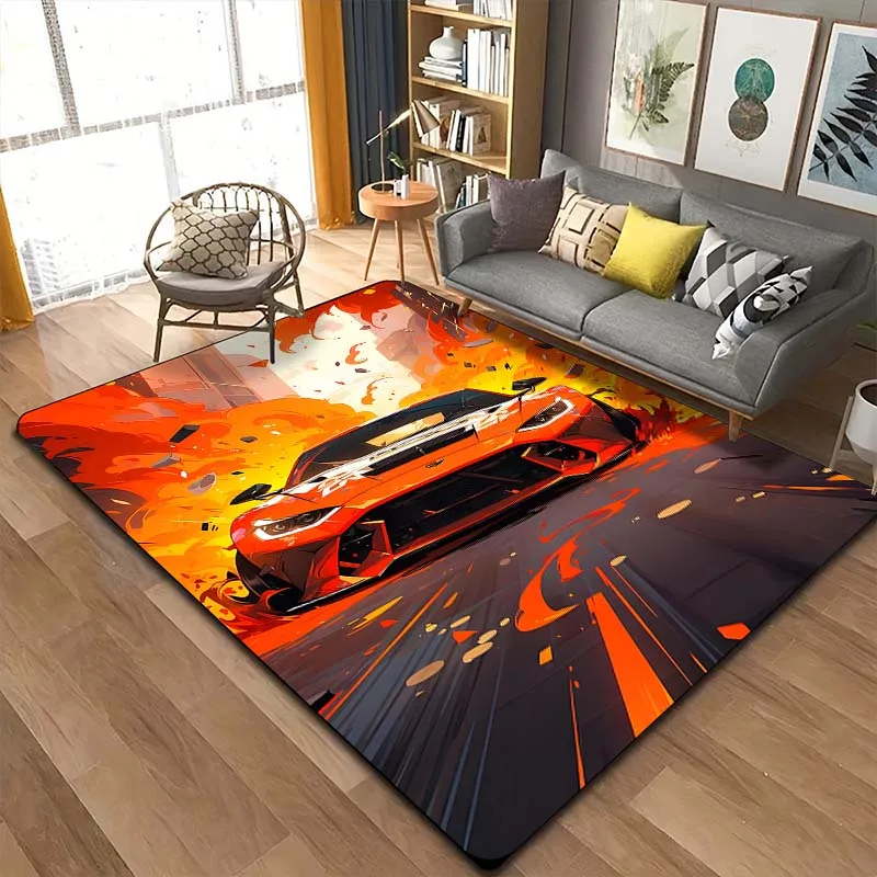 Cool Car Sports Car Pattern Living Room Bedroom Carpet Bedside Bathroom Floor Mat 15Sizes Area Rug Cloakroom Home Decor Sofa Mat