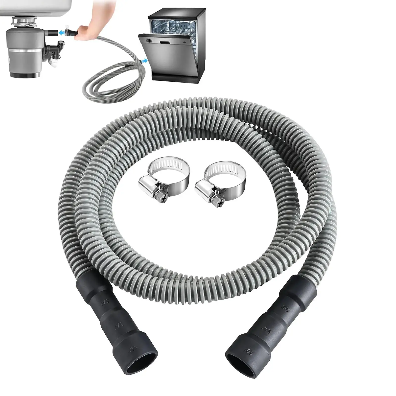 Dishwasher Drain Hose Universal Washing Machine Dishwasher Drain Waste Hose AC Drainage Hose Dehumidifier Drain Hose With Clamp
