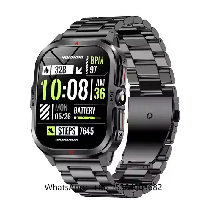 

Fashion Blood Oxygen Heartrate Fitness Tracker MK98 Sports Smart Watches Waterproof Wearable Devices with Flashlight