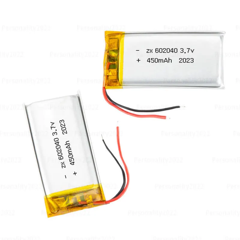 602040 Polymer 450mAh Battery Li Po 3.7V Lithium Batteries for DVR GPS Car Recorder Mp3/mp4 Bluetooth Headset Rechargeable Cell