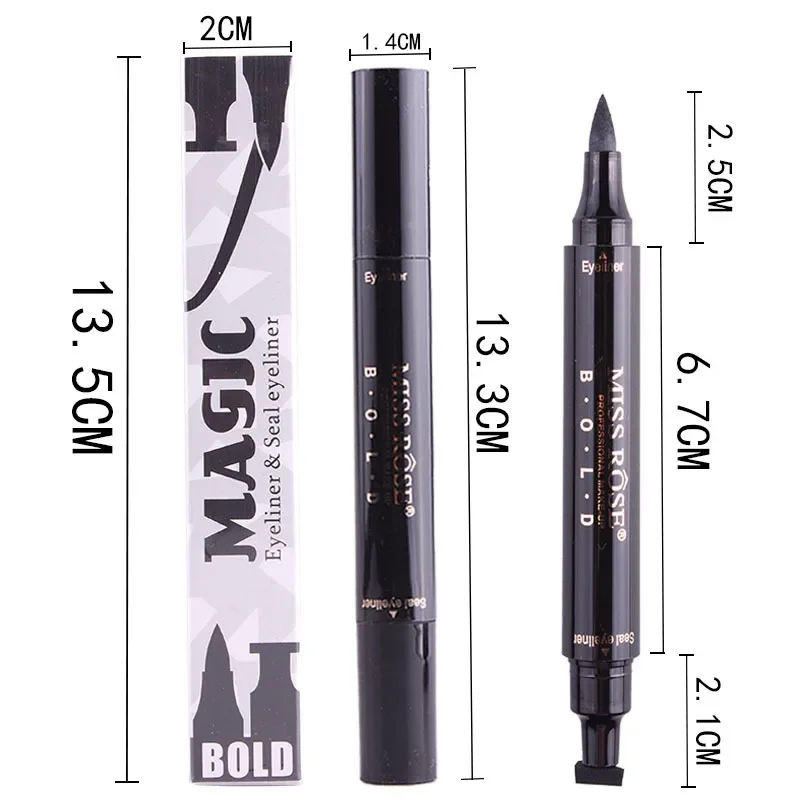 MISS ROSE 24-Hour Black Stamp Eyeliner Pen Long-Wearing Make-up Not-Blooming Smudge-proof Eye Liner Pencil Highly Tint Cosmetics