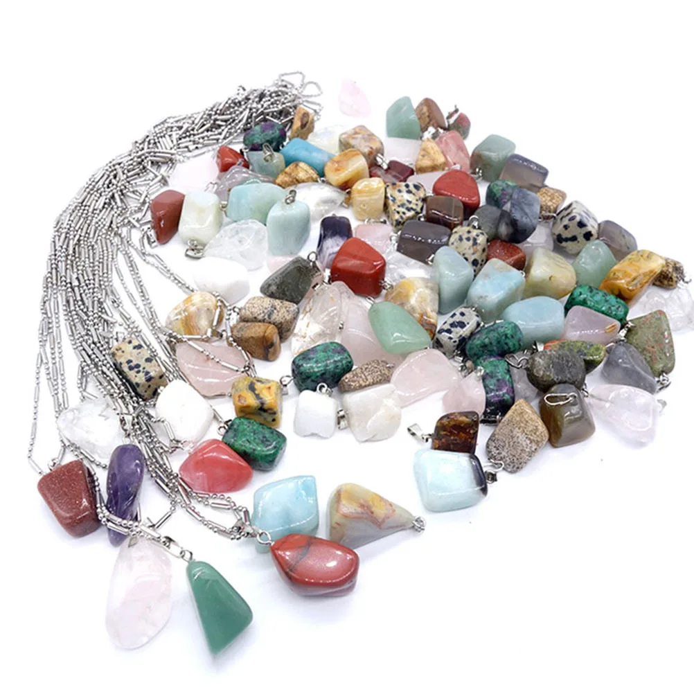 30Pcs Natural Stone Pendants Simple Unique Design DIY Necklace Bracelet Accessories Crystal Agate Pendants for Jewelry Making