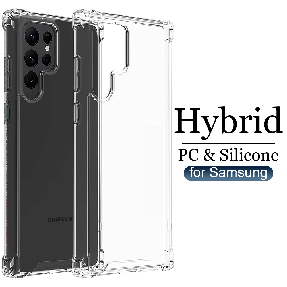 Für Samsung Galaxy S22 S23 S24 S25 FE S26 Ultra S20 S21 FE Note 20 10 Silikon Soft Bumper Hybrid Transparente Rückseite Hartschalen-Hülle