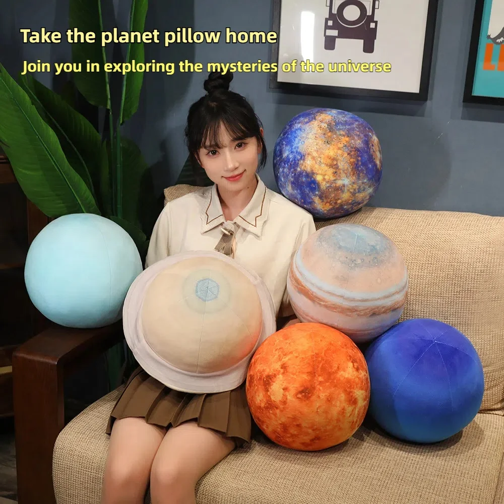 Lifelike Solar System Planet Earth Sun Mars Plush Toy Mercury Jupiter Saturn Uranus Pillow Room Decor Kids Birthday Gift