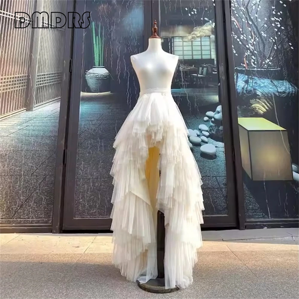 

Many Colors Layered Tulle High Low Tulle Women Skirts Customized Handmade Long Bridal Skirt Female Maxi Skirt